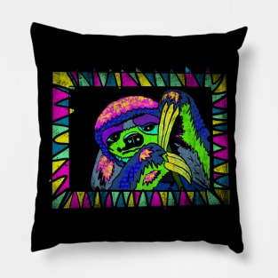 Sloth 90s Retro Pop Culture Distressed Design, Love Sloths, Sloth Gifts, Neon, Vintage Style Pillow