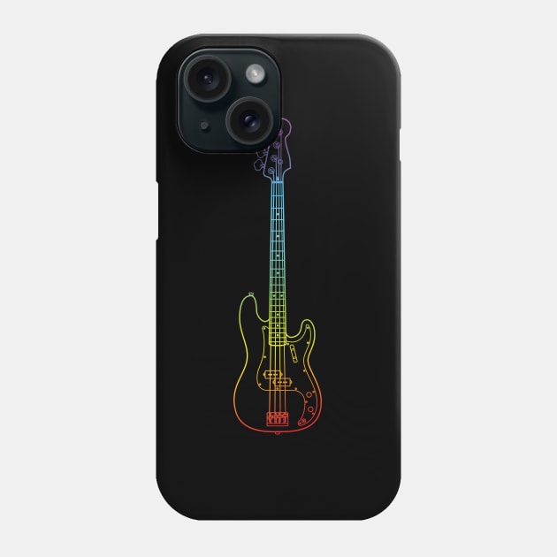 P-Style Bass Guitar Colorful Outline Phone Case by nightsworthy