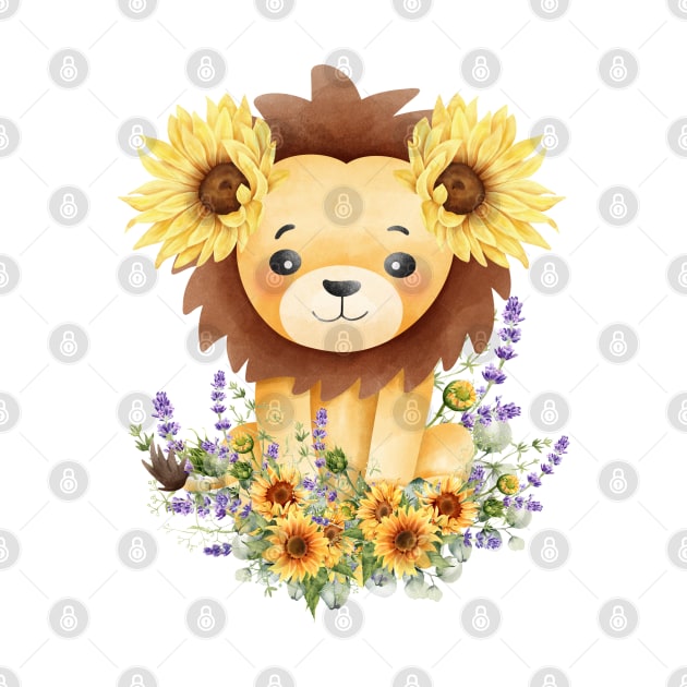 Cute king and sunflowers by Taz Maz Design