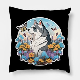 Water Colour Husky Pillow