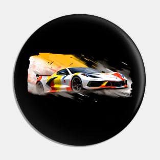 Arctic White C8 Corvette racecar on a race track Supercar Sports car Racing car Pin