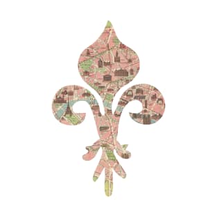 Fleur-de-lis cut from 1911 Paris Monuments Map T-Shirt