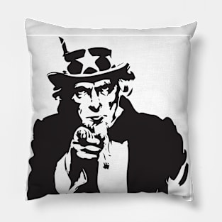 Black and White Uncle Sam Abstract Art Pillow