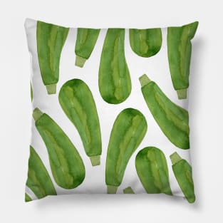 Green watercolor zucchini pattern Pillow