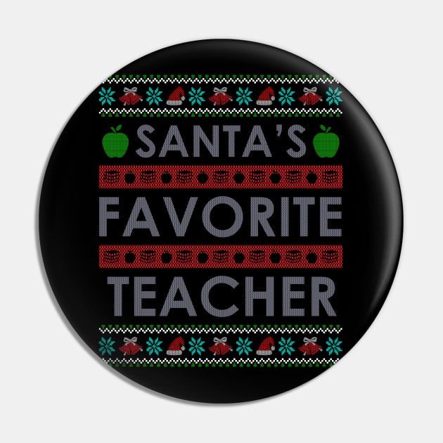 Santa's Favorite Teacher Pin by MZeeDesigns