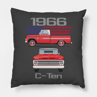 1966 Red and White Truck Pillow