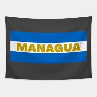 Managua City in Nicaraguan Flag Colors Tapestry