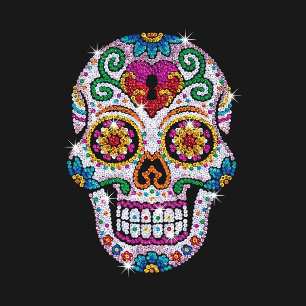 Diamond Bling Shiny Sugar Skull Diamond Skull by ANGELA2-BRYANT