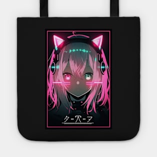 Anime Cat Girl Pink | Quality Anime Design | Chibi Cat Girl Miaw | Manga Anime Art Tote