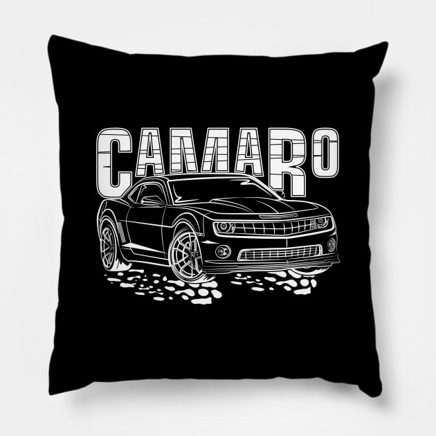 Camaro (White Print) Pillow by WINdesign