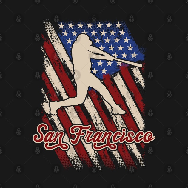 Patriotic USA Flag San Francisco Baseball Fan by Way Down South