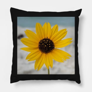 Yellow Flower Sand, Sea and Sky Pillow