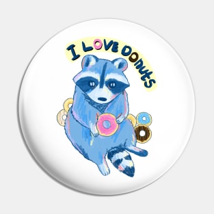 Little racoon loves donuts Pin