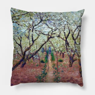 Orchard in Bloom (1879) by Claude Monet Pillow