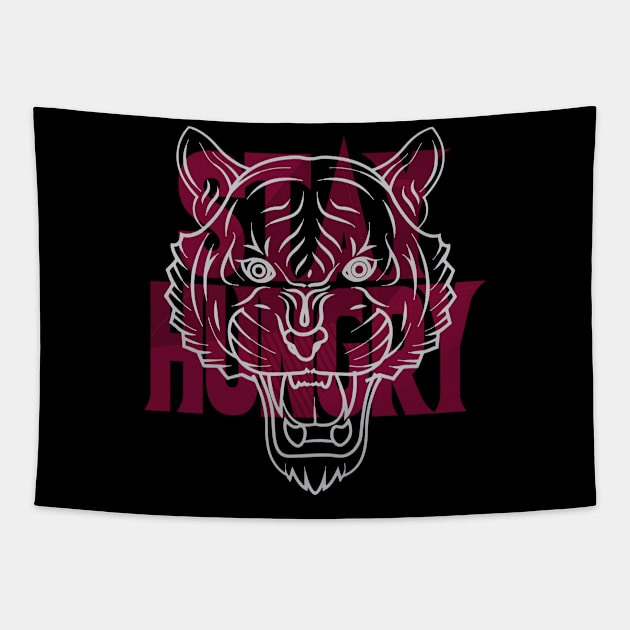 Stay Hungry Retro 1 Cherrywood Tapestry by funandgames