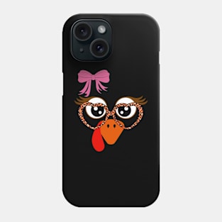 Turkey Face Eyelashes Leopard Glasses Funny Thanksgiving Phone Case