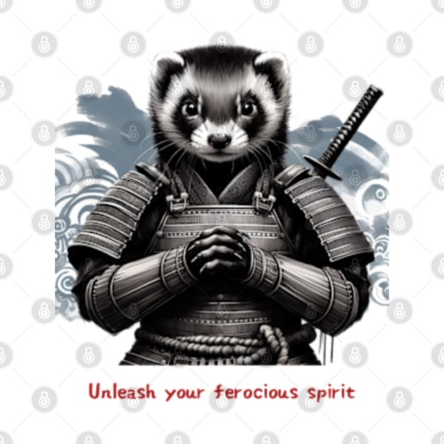 Samurai Ferret Warrior Design with Sun Tzu Wisdom by Malus Cattus