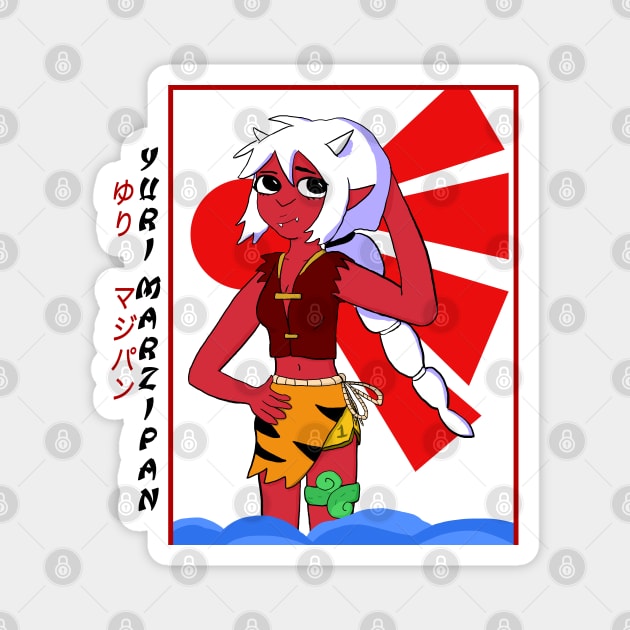 Yuri Marzipan the Oni - Traditional (white and red) Magnet by VixenwithStripes