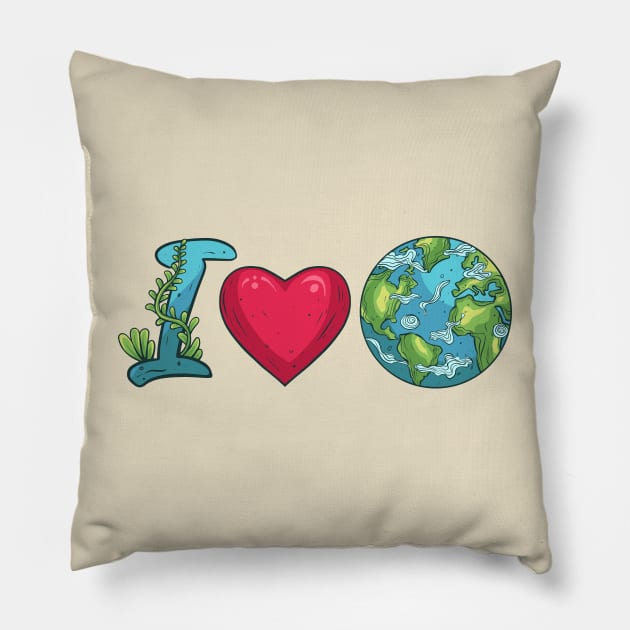 I Love Earth Pillow by yudabento