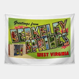 Greetings from Berkeley Springs West Virginia - Vintage Large Letter Postcard Tapestry