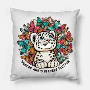 "Enchantment in Bloom" Snow Leopard Cub Pillow