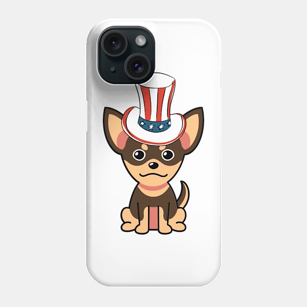 Funny small dog is wearing uncle sam hat Phone Case by Pet Station
