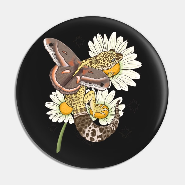 Fairy Leopard Gecko with Cecropia Moth Wings and Daisies Pin by starrypaige