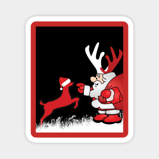 Christmas Day | Santa with reindeer horns Magnet