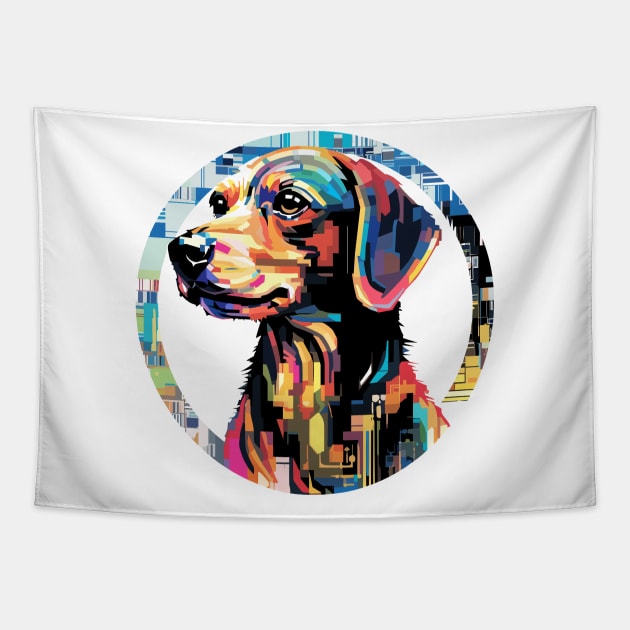 Dog Pet World Animal Lover Furry Friend Abstract Tapestry by Cubebox