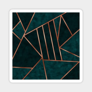 Geometric Teal and Copper Tiles Magnet