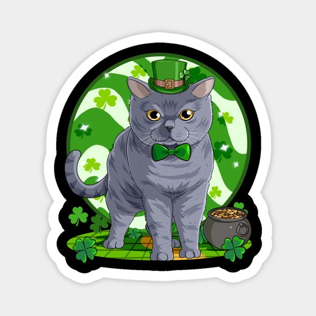 British Shorthair Cat St. Patricks Day Leprechaun Magnet by Noseking