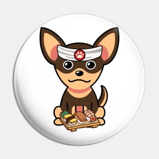 Funny small dog is a sushi chef Pin