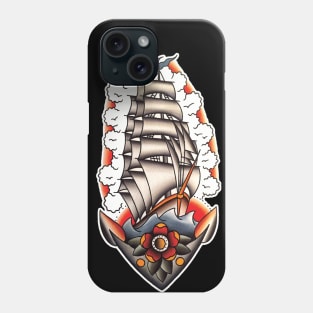 Ship with Clouds Tattoo Design Phone Case