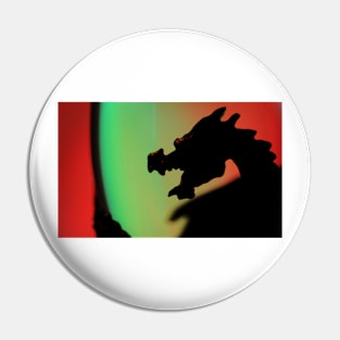 Dragon Silhouette - Red and Green Pin