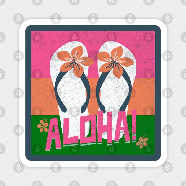 Aloha In Brights With Flip-Flops Magnet by SharksOnShore