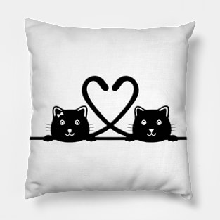 Black cats in love Pillow