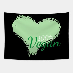 100% Vegan With a heart Tapestry