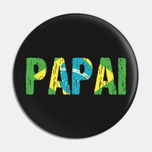 Papai Brazilian Dad Father Brasil Flag Distressed Pin