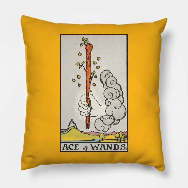 Ace of wands tarot card Pillow by Nate's World of Tees