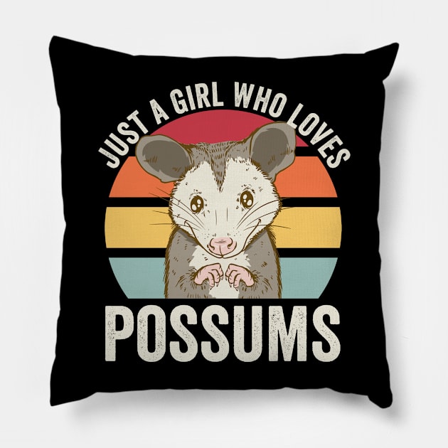 Just A Girl Who Loves Possums Cute Opossum Pillow by Visual Vibes