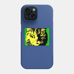 ANGRY CAT POP ART - YELLOW BLACK GREEN Phone Case