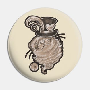 Ferret In A Top Hat - Black Outlined Version Pin