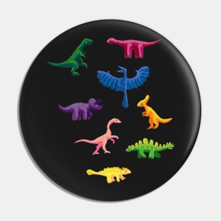 Tiny Colorful Gouache Dinosaurs Pin