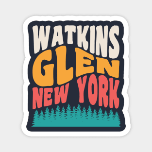 Watkins Glen State Park Hiking New York Retro Typography Magnet