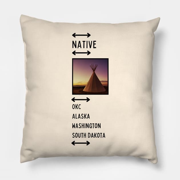 Native American Teepee Side Text Design Pillow by Eyanosa