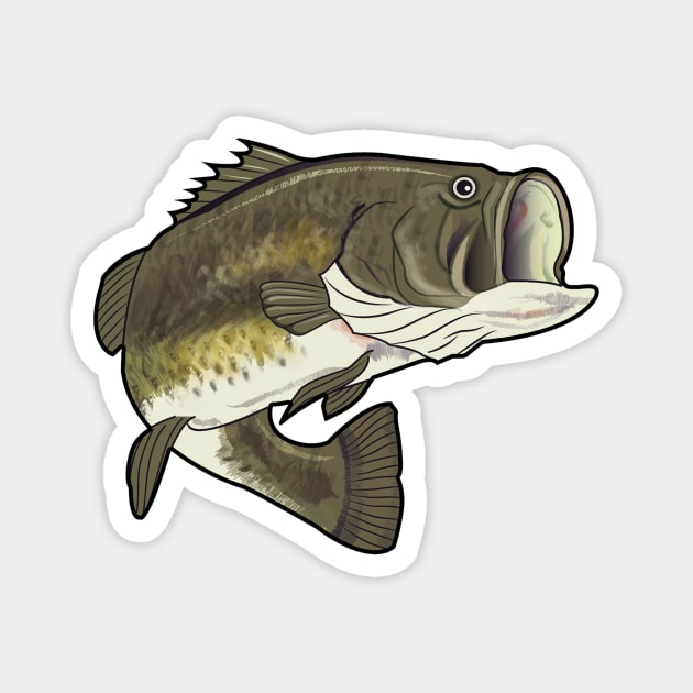 Largemouth Bass Drawing Magnet by PenguinCornerStore