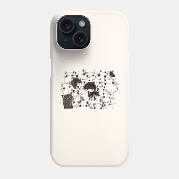 Black Cats Gang Phone Case by Crayolina Designs 