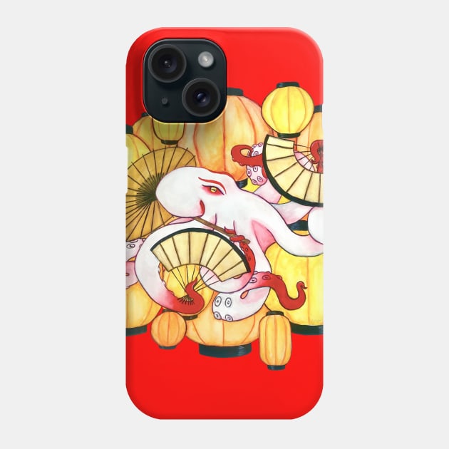 Geisha Octopus Phone Case by Wandering Octopus Designs