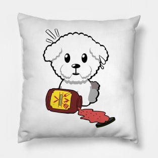 Funny furry dog Spills BBQ Sauce Pillow