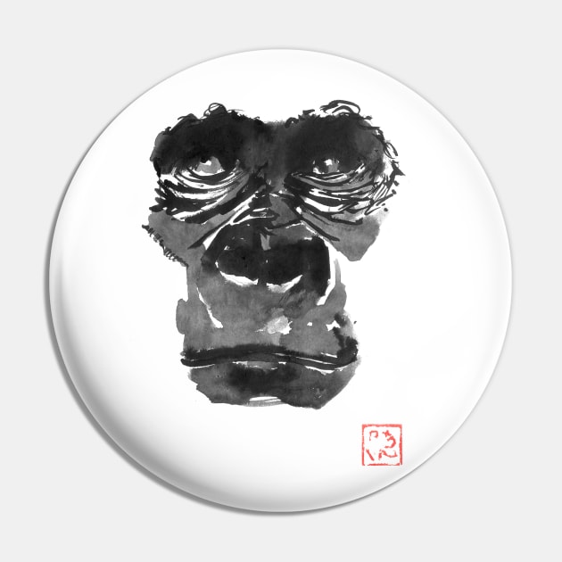 gorilla face Pin by pechane